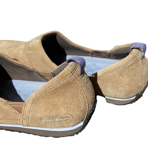 Eddie Bauer Wm’s Sz 10 Tan Suede Casual Low Top Slip On Comfort Loafer Shoes - Picture 4 of 8